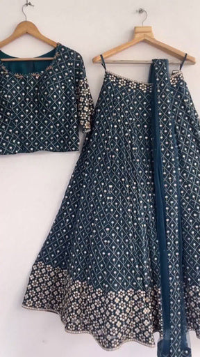 Dark Blue Embroidered Attractive Party Wear Lehenga choli SI 2045