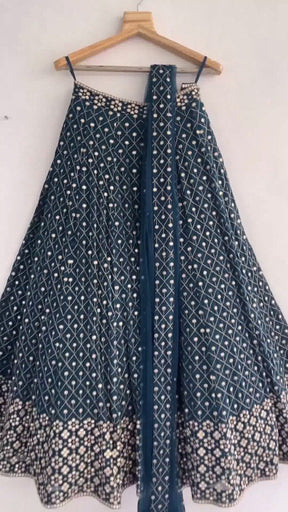 Dark Blue Embroidered Attractive Party Wear Lehenga choli SI 2045