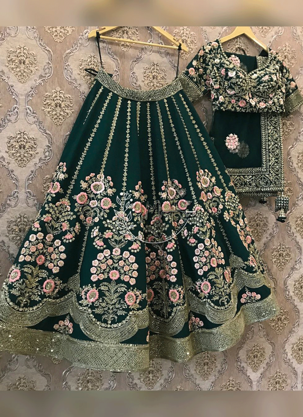 Dusty Green Colored Attractive Party Wear Lehenga Choli With Embroidery Work SI 104